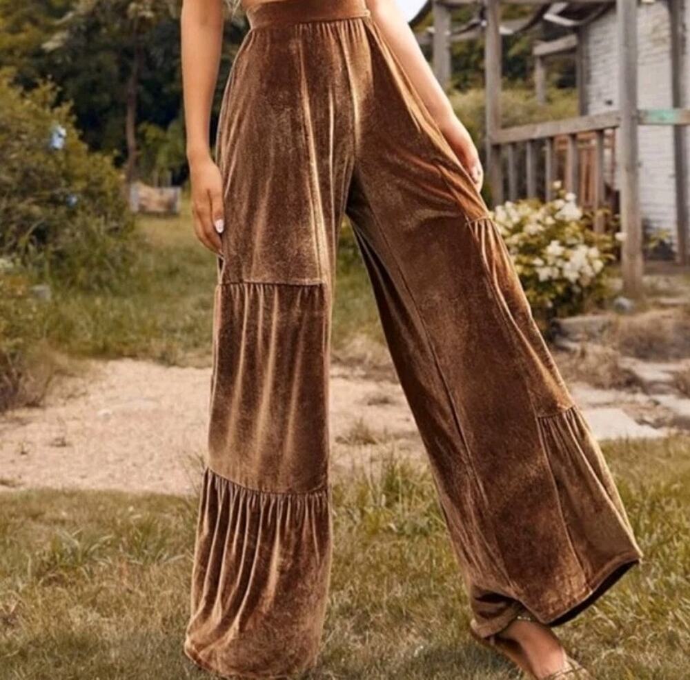 Luukse Brown Tier Velvet Pants Size L- Read